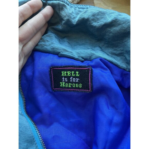 Vintage Womens Hell is for Heroes Ski Jumpsuit Size M Retro Nylon Shiny Y2K Blue - Picture 11 of 13